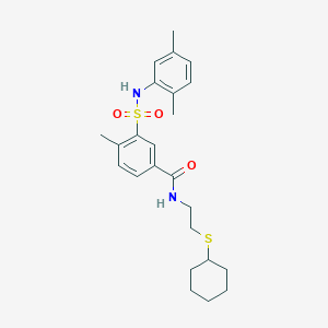 molecular formula C24H32N2O3S2 B5166370 N-[2-(cyclohexylthio)ethyl]-3-{[(2,5-dimethylphenyl)amino]sulfonyl}-4-methylbenzamide 