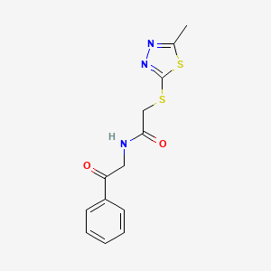 molecular formula C13H13N3O2S2 B5166408 2-[(5-methyl-1,3,4-thiadiazol-2-yl)thio]-N-(2-oxo-2-phenylethyl)acetamide 