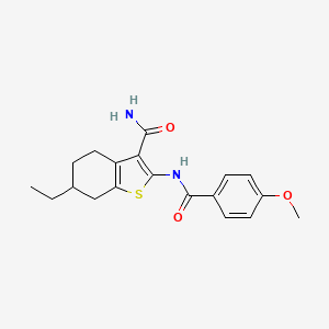 molecular formula C19H22N2O3S B5166505 6-ethyl-2-[(4-methoxybenzoyl)amino]-4,5,6,7-tetrahydro-1-benzothiophene-3-carboxamide 