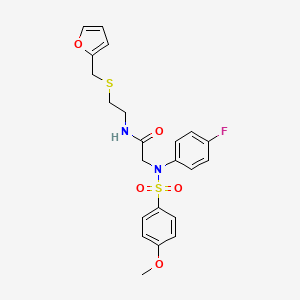 molecular formula C22H23FN2O5S2 B5166513 N~2~-(4-fluorophenyl)-N~1~-{2-[(2-furylmethyl)thio]ethyl}-N~2~-[(4-methoxyphenyl)sulfonyl]glycinamide 