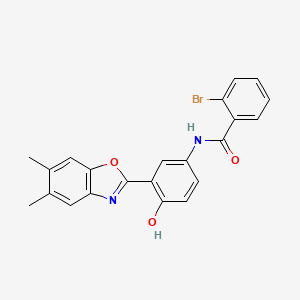 2-bromo-N-[3-(5,6-dimethyl-1,3-benzoxazol-2-yl)-4-hydroxyphenyl]benzamide