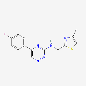 5-(4-fluorophenyl)-N-[(4-methyl-1,3-thiazol-2-yl)methyl]-1,2,4-triazin-3-amine