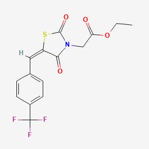 ethyl 2-[(5E)-2,4-dioxo-5-[[4-(trifluoromethyl)phenyl]methylidene]-1,3-thiazolidin-3-yl]acetate