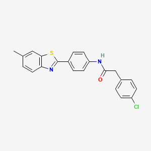 molecular formula C22H17ClN2OS B5166621 2-(4-chlorophenyl)-N-[4-(6-methyl-1,3-benzothiazol-2-yl)phenyl]acetamide 