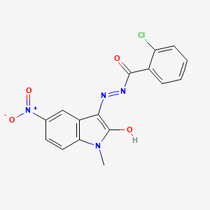 molecular formula C16H11ClN4O4 B5166632 2-CHLORO-N'~1~-(1-METHYL-5-NITRO-2-OXO-1,2-DIHYDRO-3H-INDOL-3-YLIDEN)BENZOHYDRAZIDE 