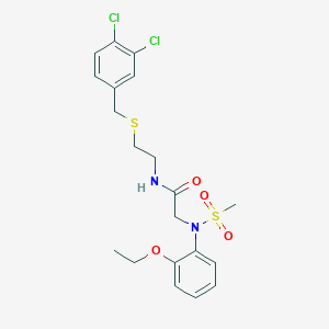 molecular formula C20H24Cl2N2O4S2 B5166684 N~1~-{2-[(3,4-dichlorobenzyl)thio]ethyl}-N~2~-(2-ethoxyphenyl)-N~2~-(methylsulfonyl)glycinamide 