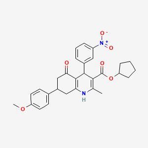 molecular formula C29H30N2O6 B5166822 cyclopentyl 7-(4-methoxyphenyl)-2-methyl-4-(3-nitrophenyl)-5-oxo-1,4,5,6,7,8-hexahydro-3-quinolinecarboxylate CAS No. 5726-44-3