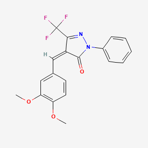 molecular formula C19H15F3N2O3 B5166836 4-(3,4-dimethoxybenzylidene)-2-phenyl-5-(trifluoromethyl)-2,4-dihydro-3H-pyrazol-3-one 