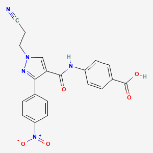 molecular formula C20H15N5O5 B5167125 4-({[1-(2-cyanoethyl)-3-(4-nitrophenyl)-1H-pyrazol-4-yl]carbonyl}amino)benzoic acid 