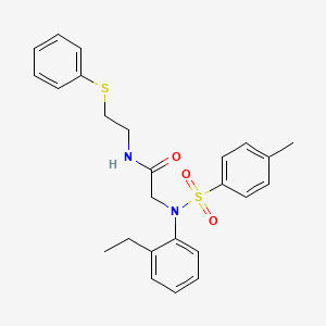 molecular formula C25H28N2O3S2 B5167142 N~2~-(2-ethylphenyl)-N~2~-[(4-methylphenyl)sulfonyl]-N~1~-[2-(phenylthio)ethyl]glycinamide 