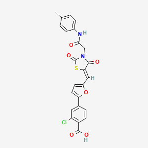 molecular formula C24H17ClN2O6S B5167196 2-chloro-4-{5-[(3-{2-[(4-methylphenyl)amino]-2-oxoethyl}-2,4-dioxo-1,3-thiazolidin-5-ylidene)methyl]-2-furyl}benzoic acid CAS No. 430471-43-5