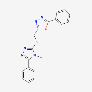 2-{[(4-methyl-5-phenyl-4H-1,2,4-triazol-3-yl)thio]methyl}-5-phenyl-1,3,4-oxadiazole