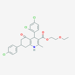 2-ethoxyethyl 7-(4-chlorophenyl)-4-(2,4-dichlorophenyl)-2-methyl-5-oxo-1,4,5,6,7,8-hexahydro-3-quinolinecarboxylate