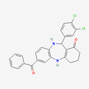 molecular formula C26H20Cl2N2O2 B5167400 7-benzoyl-11-(3,4-dichlorophenyl)-2,3,4,5,10,11-hexahydro-1H-dibenzo[b,e][1,4]diazepin-1-one 