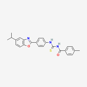 molecular formula C25H23N3O2S B5167508 N-({[4-(5-isopropyl-1,3-benzoxazol-2-yl)phenyl]amino}carbonothioyl)-4-methylbenzamide 