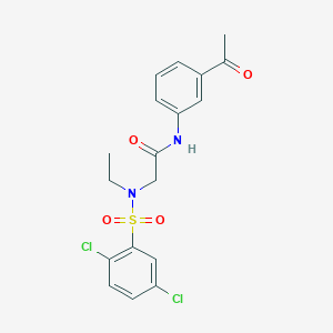 molecular formula C18H18Cl2N2O4S B5167510 N~1~-(3-acetylphenyl)-N~2~-[(2,5-dichlorophenyl)sulfonyl]-N~2~-ethylglycinamide 