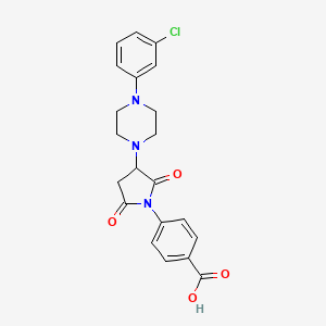 molecular formula C21H20ClN3O4 B5167534 4-{3-[4-(3-chlorophenyl)-1-piperazinyl]-2,5-dioxo-1-pyrrolidinyl}benzoic acid 