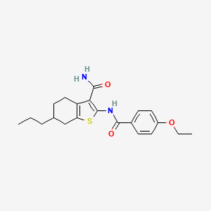 molecular formula C21H26N2O3S B5167535 2-[(4-ethoxybenzoyl)amino]-6-propyl-4,5,6,7-tetrahydro-1-benzothiophene-3-carboxamide 