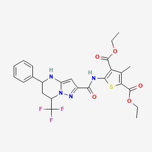 diethyl 3-methyl-5-({[5-phenyl-7-(trifluoromethyl)-4,5,6,7-tetrahydropyrazolo[1,5-a]pyrimidin-2-yl]carbonyl}amino)-2,4-thiophenedicarboxylate