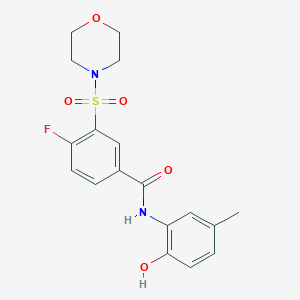 molecular formula C18H19FN2O5S B5167715 4-fluoro-N-(2-hydroxy-5-methylphenyl)-3-(4-morpholinylsulfonyl)benzamide 