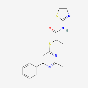 2-[(2-methyl-6-phenyl-4-pyrimidinyl)thio]-N-1,3-thiazol-2-ylpropanamide