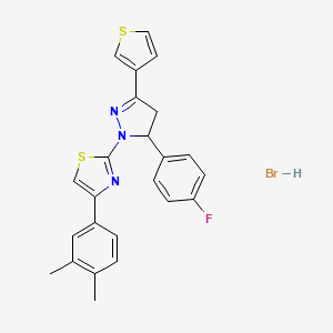 molecular formula C24H21BrFN3S2 B5167774 4-(3,4-dimethylphenyl)-2-[5-(4-fluorophenyl)-3-(3-thienyl)-4,5-dihydro-1H-pyrazol-1-yl]-1,3-thiazole hydrobromide 