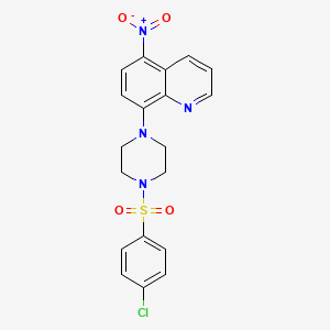 molecular formula C19H17ClN4O4S B5167828 8-{4-[(4-chlorophenyl)sulfonyl]-1-piperazinyl}-5-nitroquinoline 