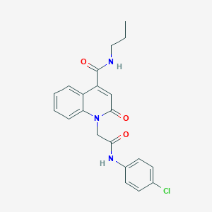 molecular formula C21H20ClN3O3 B5167835 1-{2-[(4-chlorophenyl)amino]-2-oxoethyl}-2-oxo-N-propyl-1,2-dihydro-4-quinolinecarboxamide 