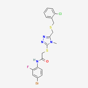 molecular formula C19H17BrClFN4OS2 B5167878 N-(4-bromo-2-fluorophenyl)-2-[(5-{[(2-chlorobenzyl)thio]methyl}-4-methyl-4H-1,2,4-triazol-3-yl)thio]acetamide 