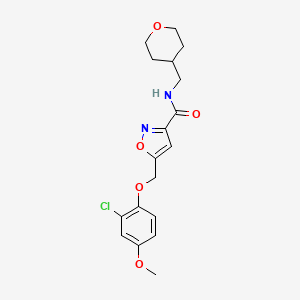 molecular formula C18H21ClN2O5 B5168055 5-[(2-chloro-4-methoxyphenoxy)methyl]-N-(tetrahydro-2H-pyran-4-ylmethyl)-3-isoxazolecarboxamide 