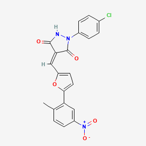 1-(4-chlorophenyl)-4-{[5-(2-methyl-5-nitrophenyl)-2-furyl]methylene}-3,5-pyrazolidinedione