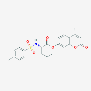 molecular formula C23H25NO6S B051681 (S)-4-甲基-2-氧代-2H-色满-7-基 4-甲基-2-(4-甲基苯磺酰胺)戊酸酯 CAS No. 152061-78-4
