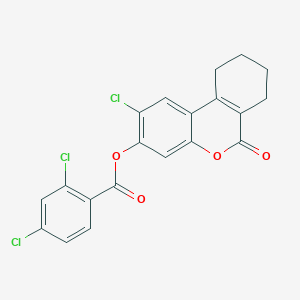 molecular formula C20H13Cl3O4 B5168167 2-chloro-6-oxo-7,8,9,10-tetrahydro-6H-benzo[c]chromen-3-yl 2,4-dichlorobenzoate 