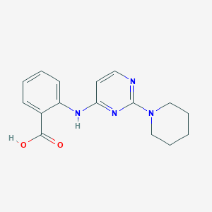 molecular formula C16H18N4O2 B5168192 2-{[2-(1-piperidinyl)-4-pyrimidinyl]amino}benzoic acid 