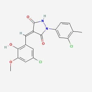 molecular formula C18H14Cl2N2O4 B5168232 4-(5-chloro-2-hydroxy-3-methoxybenzylidene)-1-(3-chloro-4-methylphenyl)-3,5-pyrazolidinedione 