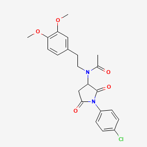 molecular formula C22H23ClN2O5 B5168264 N-[1-(4-chlorophenyl)-2,5-dioxo-3-pyrrolidinyl]-N-[2-(3,4-dimethoxyphenyl)ethyl]acetamide 