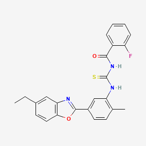 N-({[5-(5-ethyl-1,3-benzoxazol-2-yl)-2-methylphenyl]amino}carbonothioyl)-2-fluorobenzamide