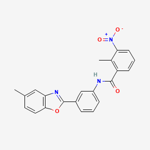 molecular formula C22H17N3O4 B5168322 2-methyl-N-[3-(5-methyl-1,3-benzoxazol-2-yl)phenyl]-3-nitrobenzamide 