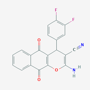 molecular formula C20H10F2N2O3 B5168343 2-amino-4-(3,4-difluorophenyl)-5,10-dioxo-5,10-dihydro-4H-benzo[g]chromene-3-carbonitrile 