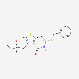 2-(benzylthio)-6-ethyl-6-methyl-3,5,6,8-tetrahydro-4H-pyrano[4',3':4,5]thieno[2,3-d]pyrimidin-4-one
