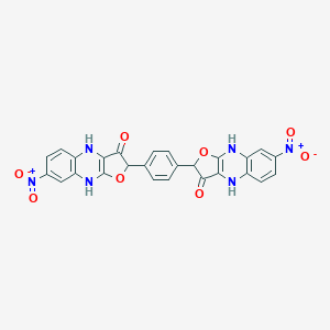 molecular formula C26H16N6O8 B516837 7-Nitro-2-[4-(7-nitro-3-oxo-4,9-dihydrofuro[3,2-b]quinoxalin-2-yl)phenyl]-4,9-dihydrofuro[3,2-b]quinoxalin-3-one 
