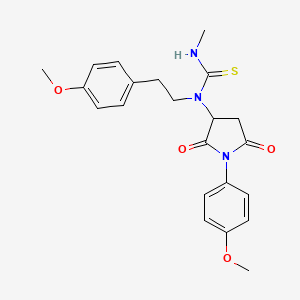molecular formula C22H25N3O4S B5168428 N-[1-(4-methoxyphenyl)-2,5-dioxo-3-pyrrolidinyl]-N-[2-(4-methoxyphenyl)ethyl]-N'-methylthiourea 