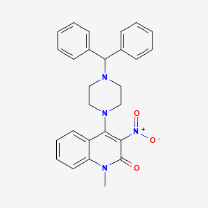 molecular formula C27H26N4O3 B5168444 4-[4-(diphenylmethyl)-1-piperazinyl]-1-methyl-3-nitro-2(1H)-quinolinone 