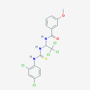 molecular formula C17H14Cl5N3O2S B5168531 3-methoxy-N-[2,2,2-trichloro-1-({[(2,4-dichlorophenyl)amino]carbonothioyl}amino)ethyl]benzamide 