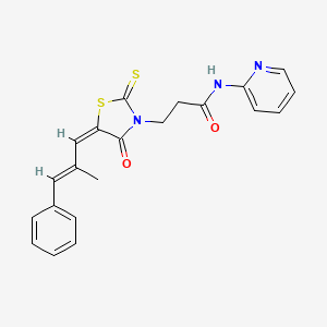 3-[5-(2-methyl-3-phenyl-2-propen-1-ylidene)-4-oxo-2-thioxo-1,3-thiazolidin-3-yl]-N-2-pyridinylpropanamide