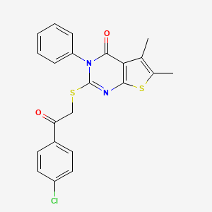 molecular formula C22H17ClN2O2S2 B5168547 2-{[2-(4-chlorophenyl)-2-oxoethyl]thio}-5,6-dimethyl-3-phenylthieno[2,3-d]pyrimidin-4(3H)-one 