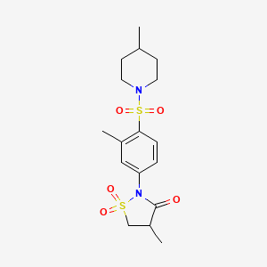 molecular formula C17H24N2O5S2 B5168553 4-methyl-2-{3-methyl-4-[(4-methyl-1-piperidinyl)sulfonyl]phenyl}-3-isothiazolidinone 1,1-dioxide 