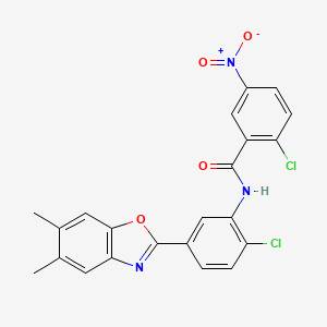 molecular formula C22H15Cl2N3O4 B5168579 2-chloro-N-[2-chloro-5-(5,6-dimethyl-1,3-benzoxazol-2-yl)phenyl]-5-nitrobenzamide 