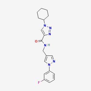 molecular formula C19H21FN6O B5168597 1-cyclohexyl-N-{[1-(3-fluorophenyl)-1H-pyrazol-4-yl]methyl}-1H-1,2,3-triazole-4-carboxamide 
