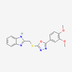 molecular formula C18H16N4O3S B5168675 2-({[5-(3,4-dimethoxyphenyl)-1,3,4-oxadiazol-2-yl]thio}methyl)-1H-benzimidazole 